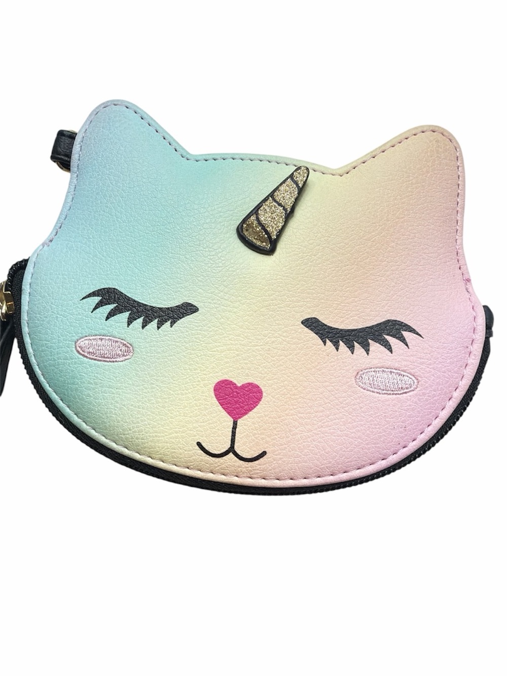 Luv Betsey by Betsey Johnson Pastel Rainbow Unicorn Cat Coin Change Purse NWOT